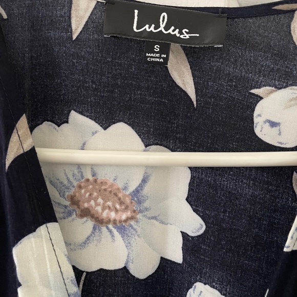 Lulus Lake Como Navy Blue Floral Wrap Dress - Picture 5 of 5